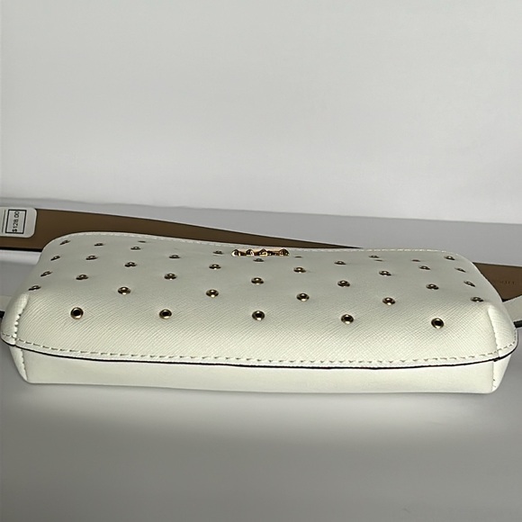 🆕 MICHAEL KORS Gold Studded Genuine Leather Belt Bag White NWT Size Large / XL - Picture 9 of 16